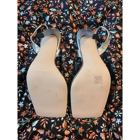 Good American Heels Square Toe Silver Snake Size 10 NWOT - Picture 5 of 7